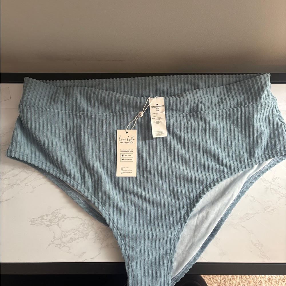 Cupshe Ribbed Bikini in Light Blue - Picture 3 of 7